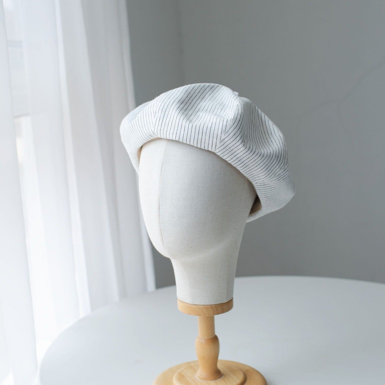 Oversized Spring Summer Stripped Linen Beret for Women and Girls.