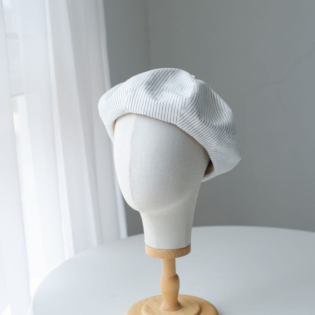 Oversized Spring Summer Stripped Linen Beret for Women and Girls.