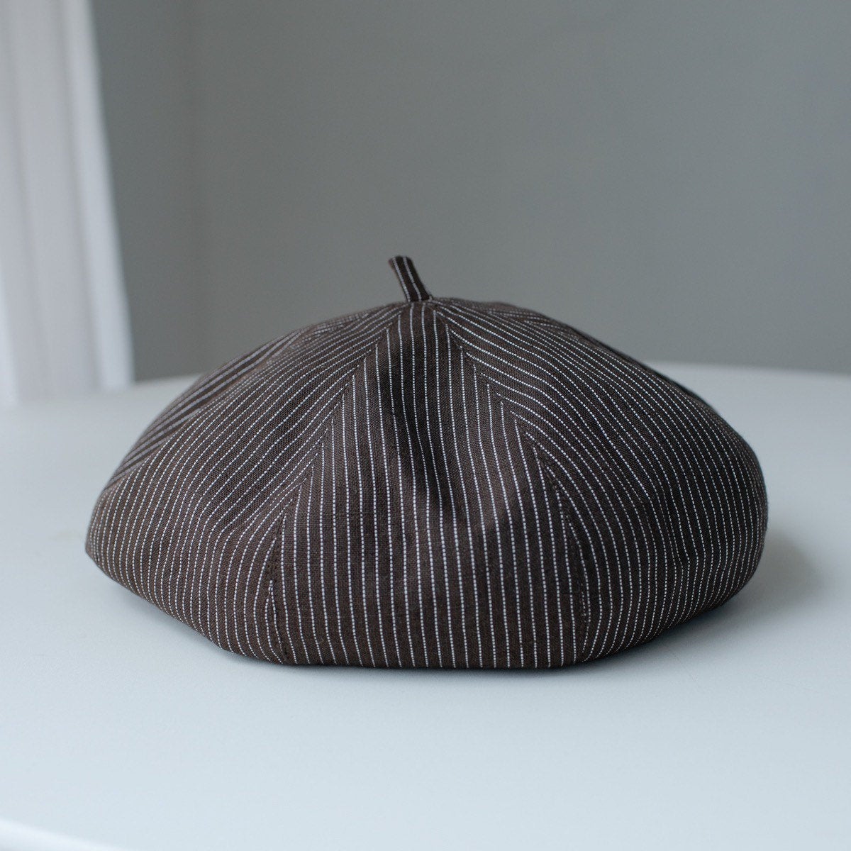 Oversized Spring Summer Stripped Linen Beret for Women and Girls.