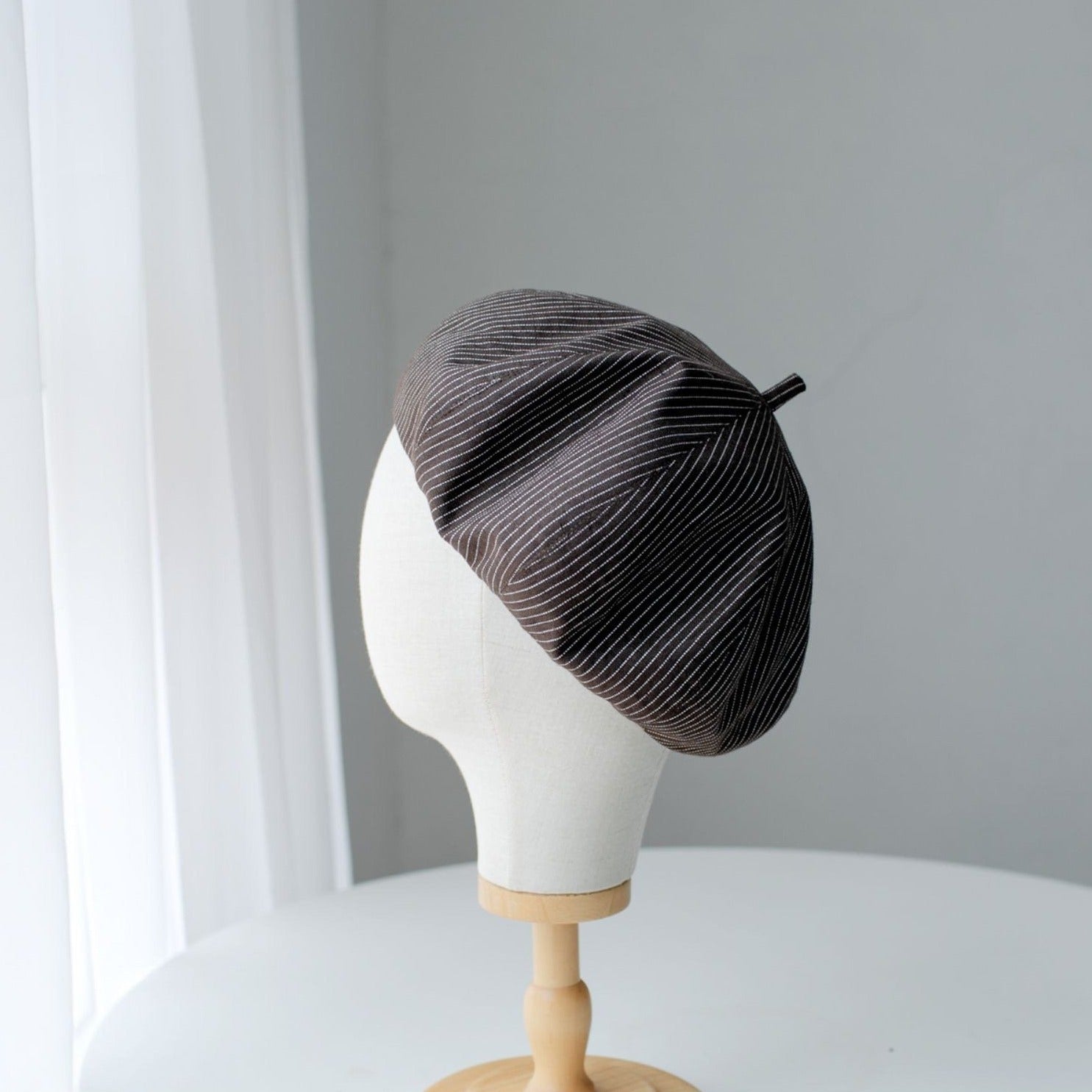 Oversized Spring Summer Stripped Linen Beret for Women and Girls.