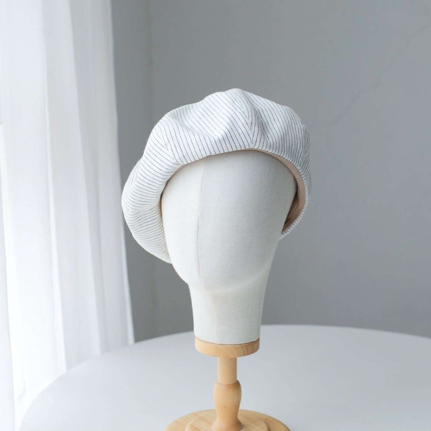 Oversized Spring Summer Stripped Linen Beret for Women and Girls.