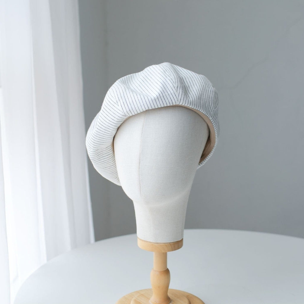 Oversized Spring Summer Stripped Linen Beret for Women and Girls.