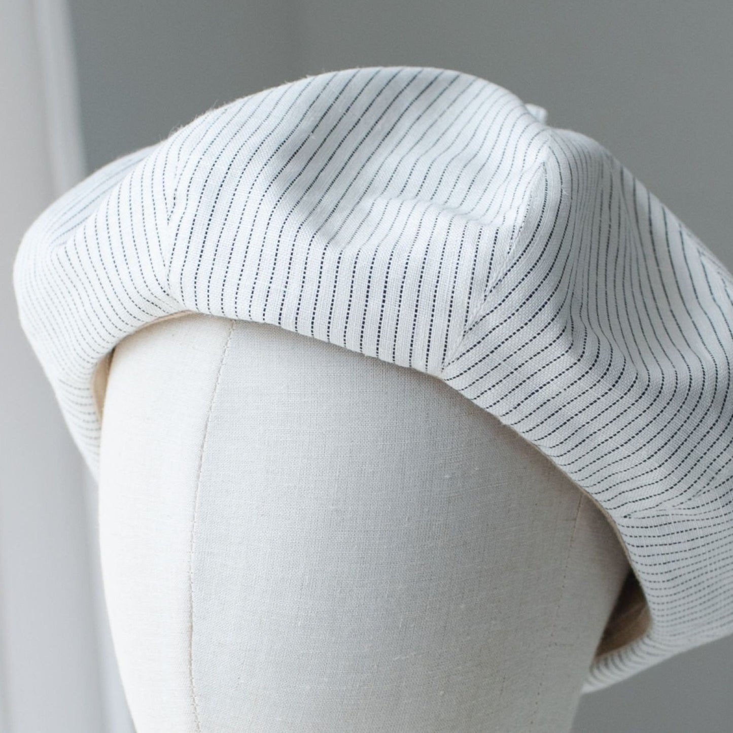 Oversized Spring Summer Stripped Linen Beret for Women and Girls.