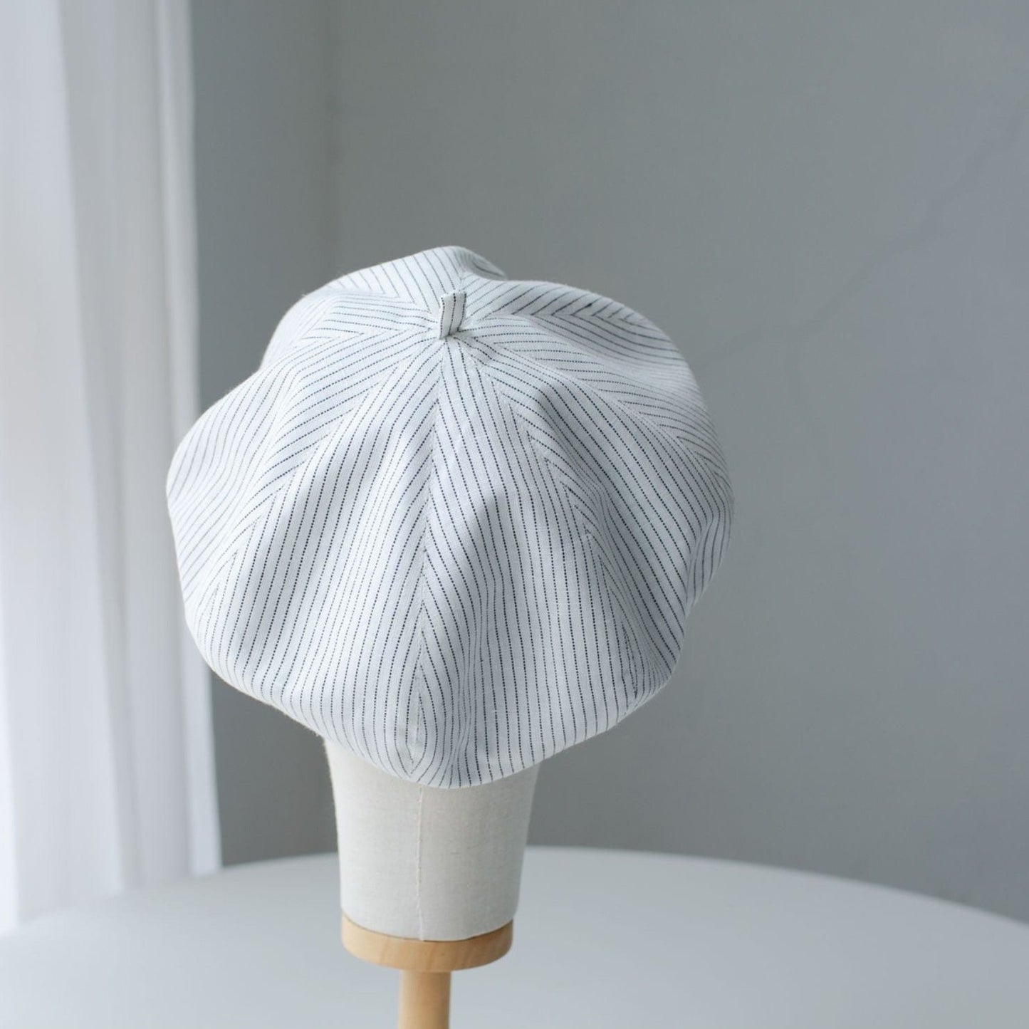 Oversized Spring Summer Stripped Linen Beret for Women and Girls.
