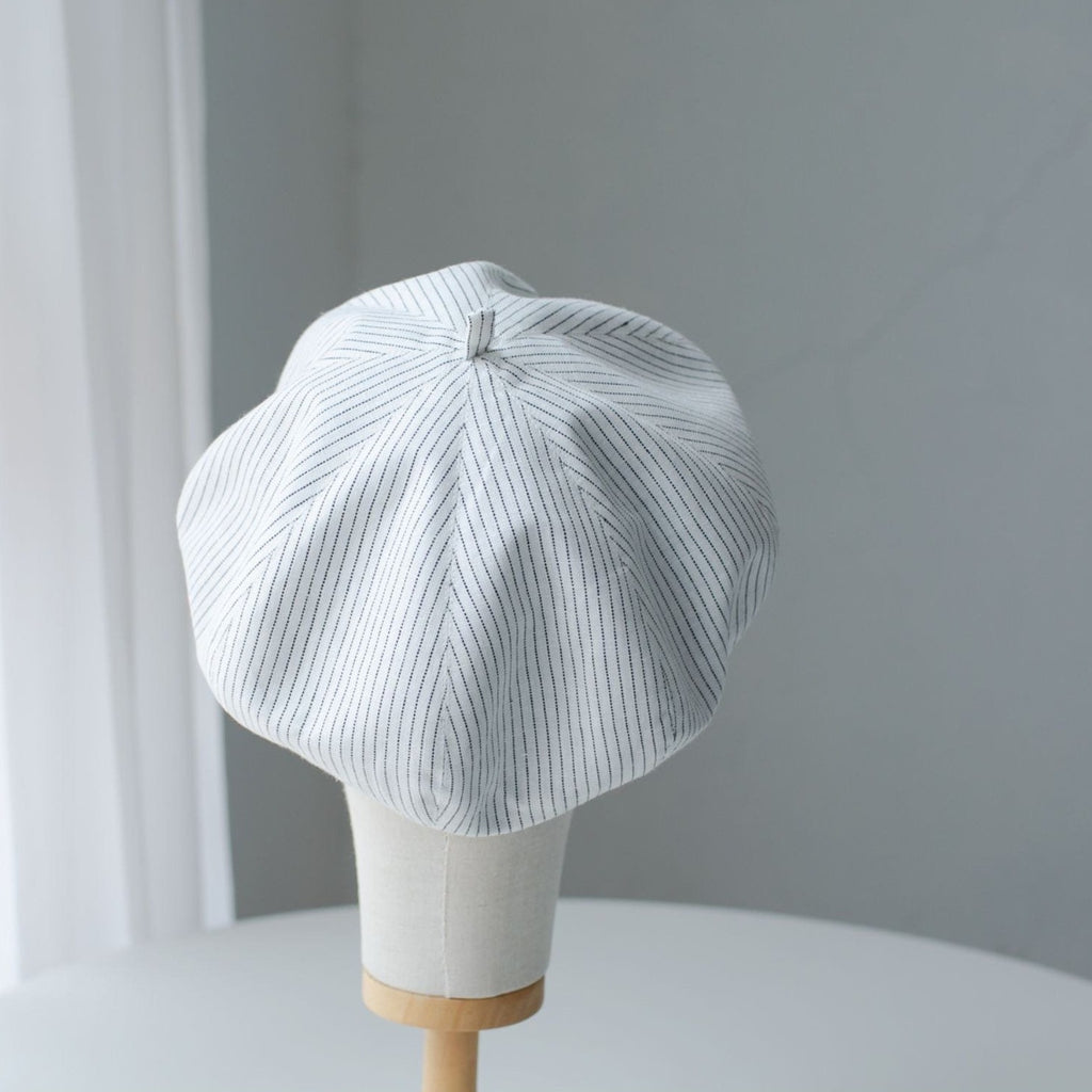 Oversized Spring Summer Stripped Linen Beret for Women and Girls.