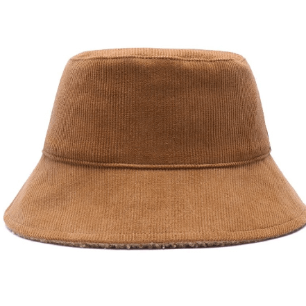 Reversible Winter Double-sided Corduroy Fleece Unisex Bucket Hat.