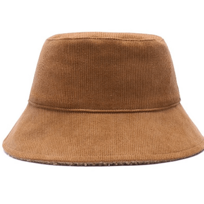 Reversible Winter Double-sided Corduroy Fleece Unisex Bucket Hat.