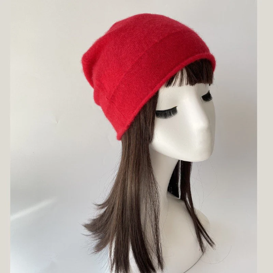 Cashmere Beanie Hat - Slouchy – Red