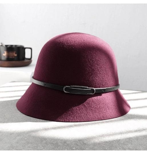 Adjustable Wool Cloche Hat for Women.