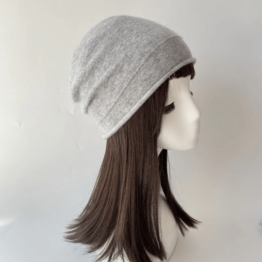 Cashmere Beanie Hat - Slouchy – Gray