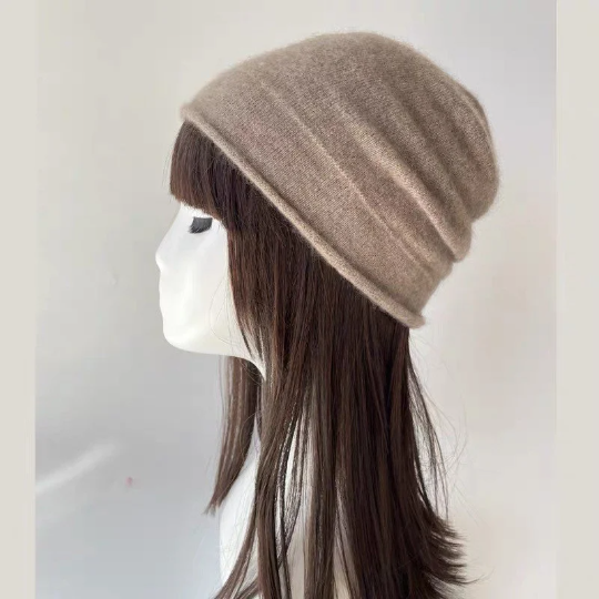 Cashmere Beanie Hat - Slouchy – Beige