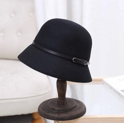 Adjustable Wool Cloche Hat for Women.