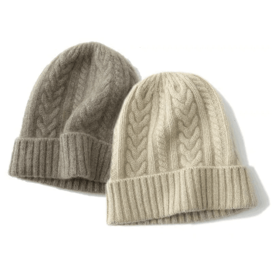 Patterned Slouchy Cashmere Beanie Hat for Women.