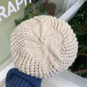 Cotton French Beret - Vintage – Beige