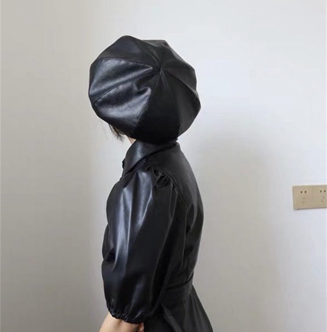 Oversized  Leather Beret for Girls/Women.