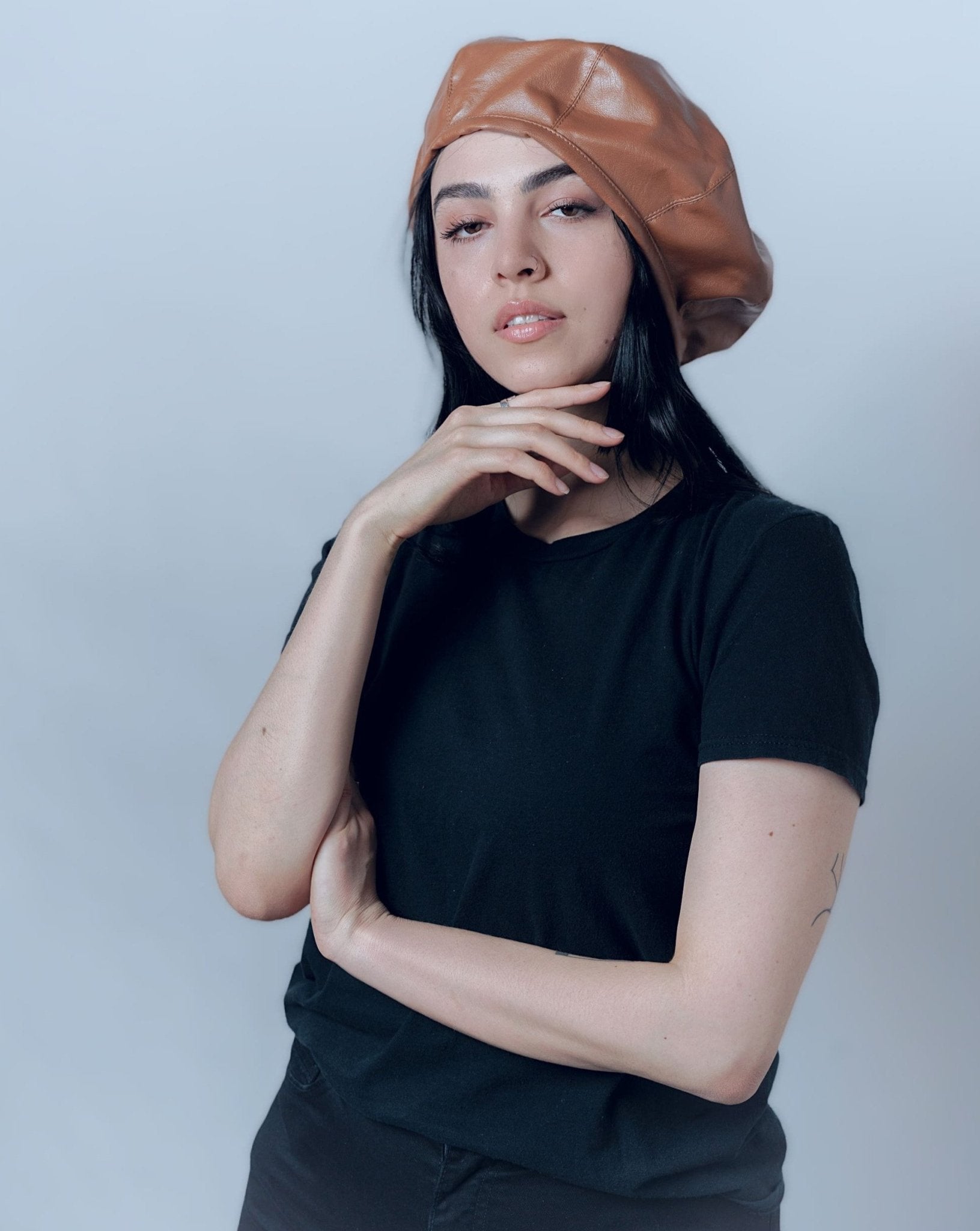 Oversized  Leather Beret for Girls/Women.