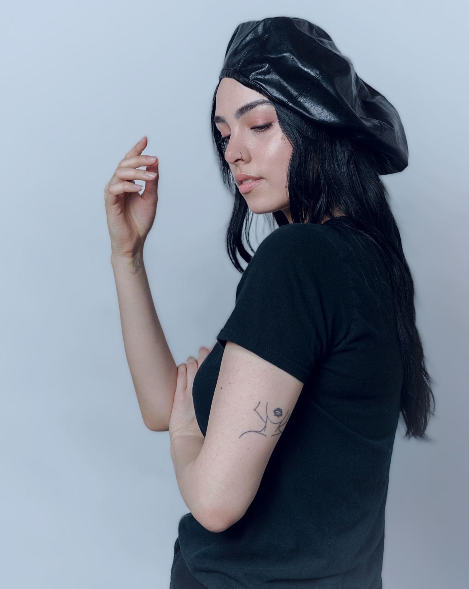 Oversized  Leather Beret for Girls/Women.