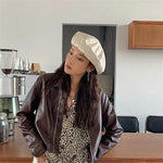 Oversized  Leather Beret for Girls/Women.