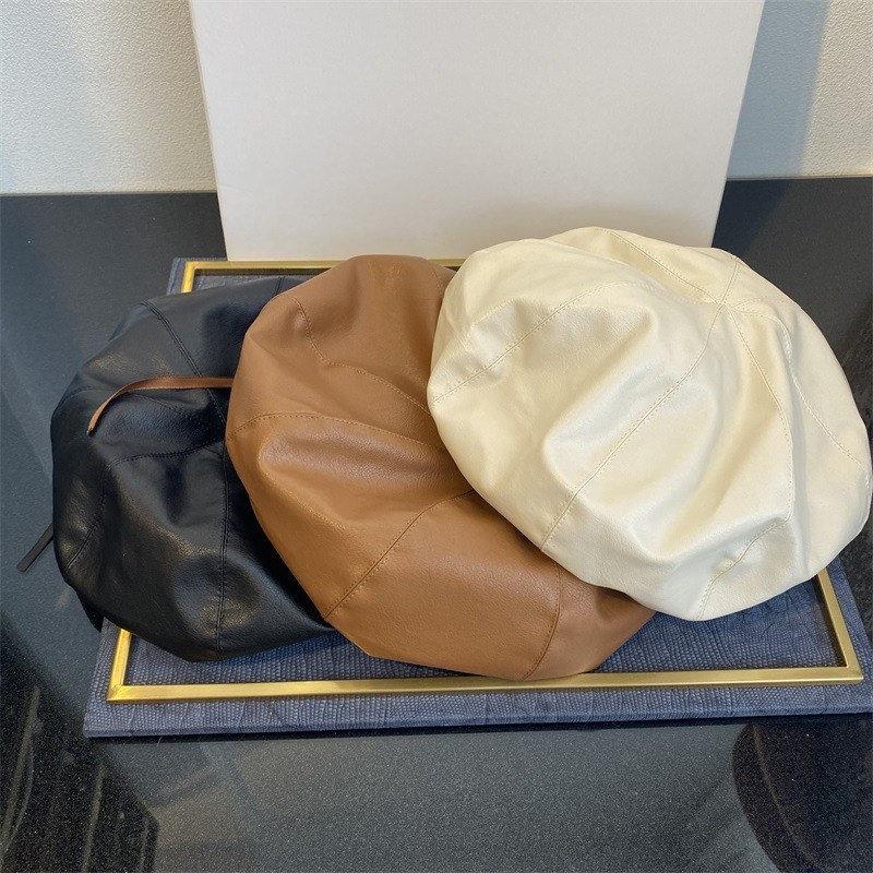 Oversized  Leather Beret for Girls/Women.