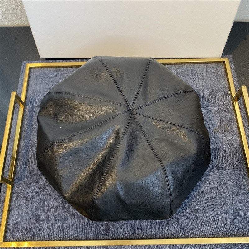 Oversized  Leather Beret for Girls/Women.