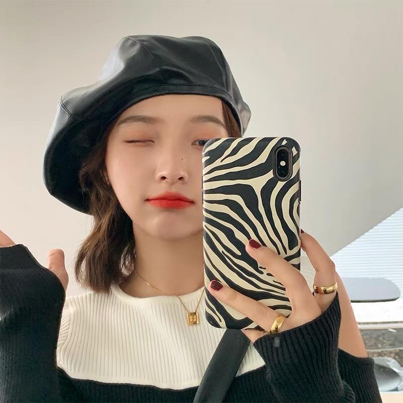 Oversized  Leather Beret for Girls/Women.