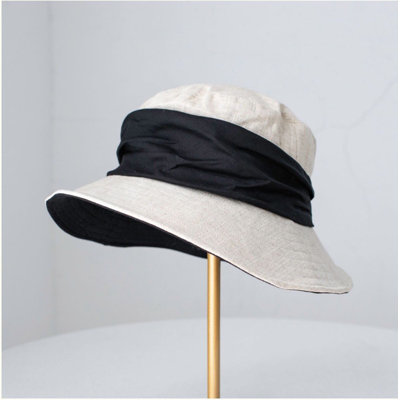 Linen & Cotton Foldable Bucket Hat for Women and Girl.