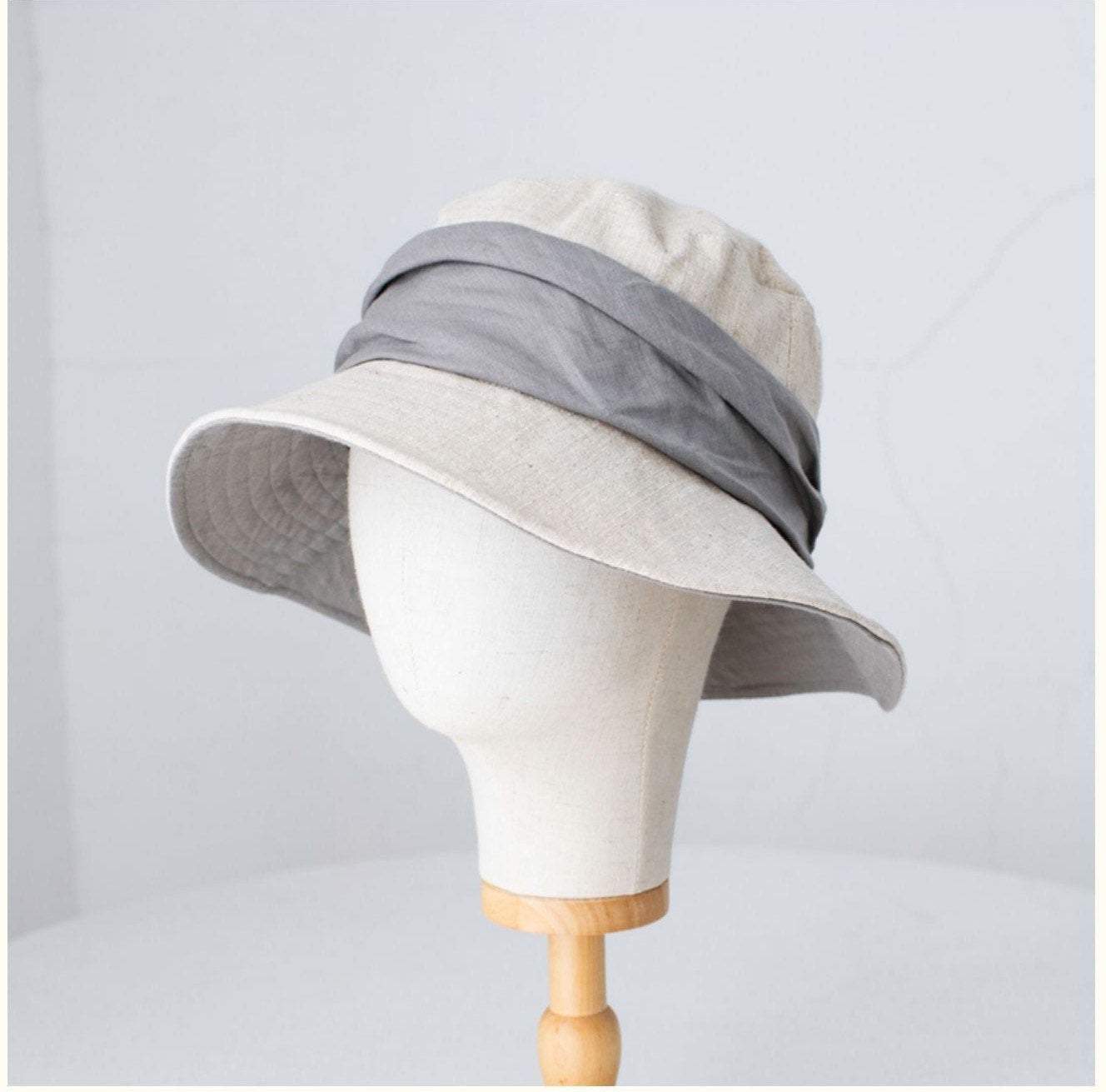 Linen & Cotton Foldable Bucket Hat for Women and Girl.