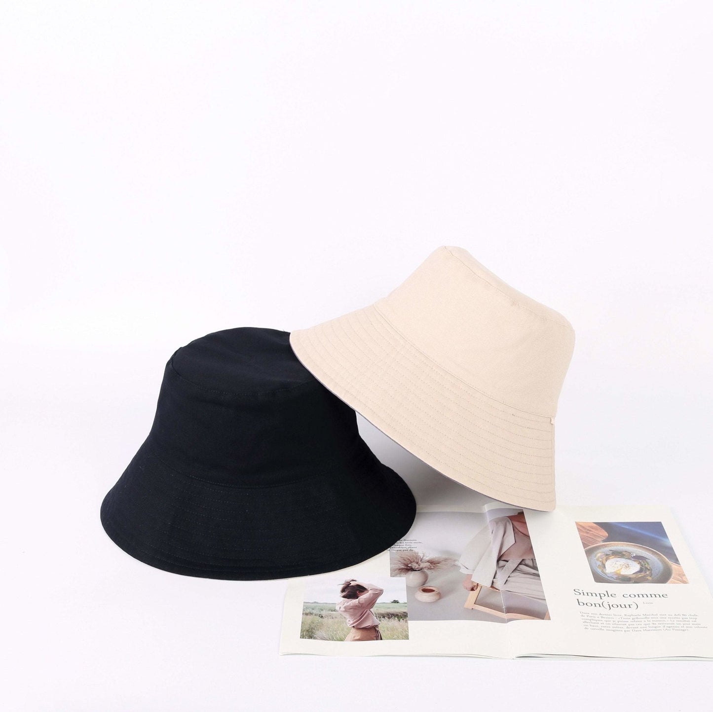 M L XL XXL Reversible Wide Brim Bucket Hat for Women and Girls.