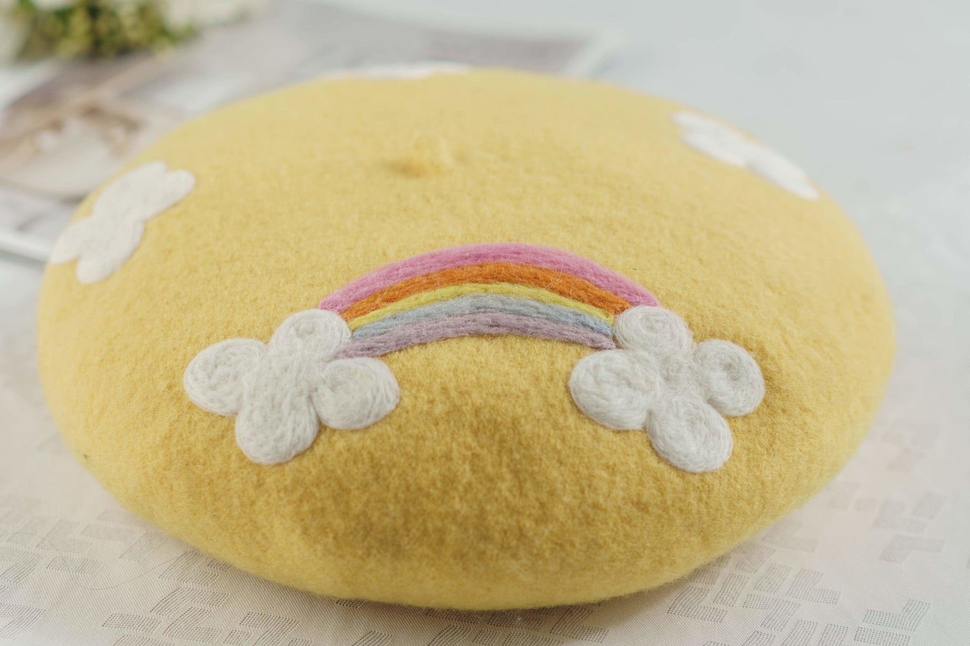 Rainbow beret for women and girls.