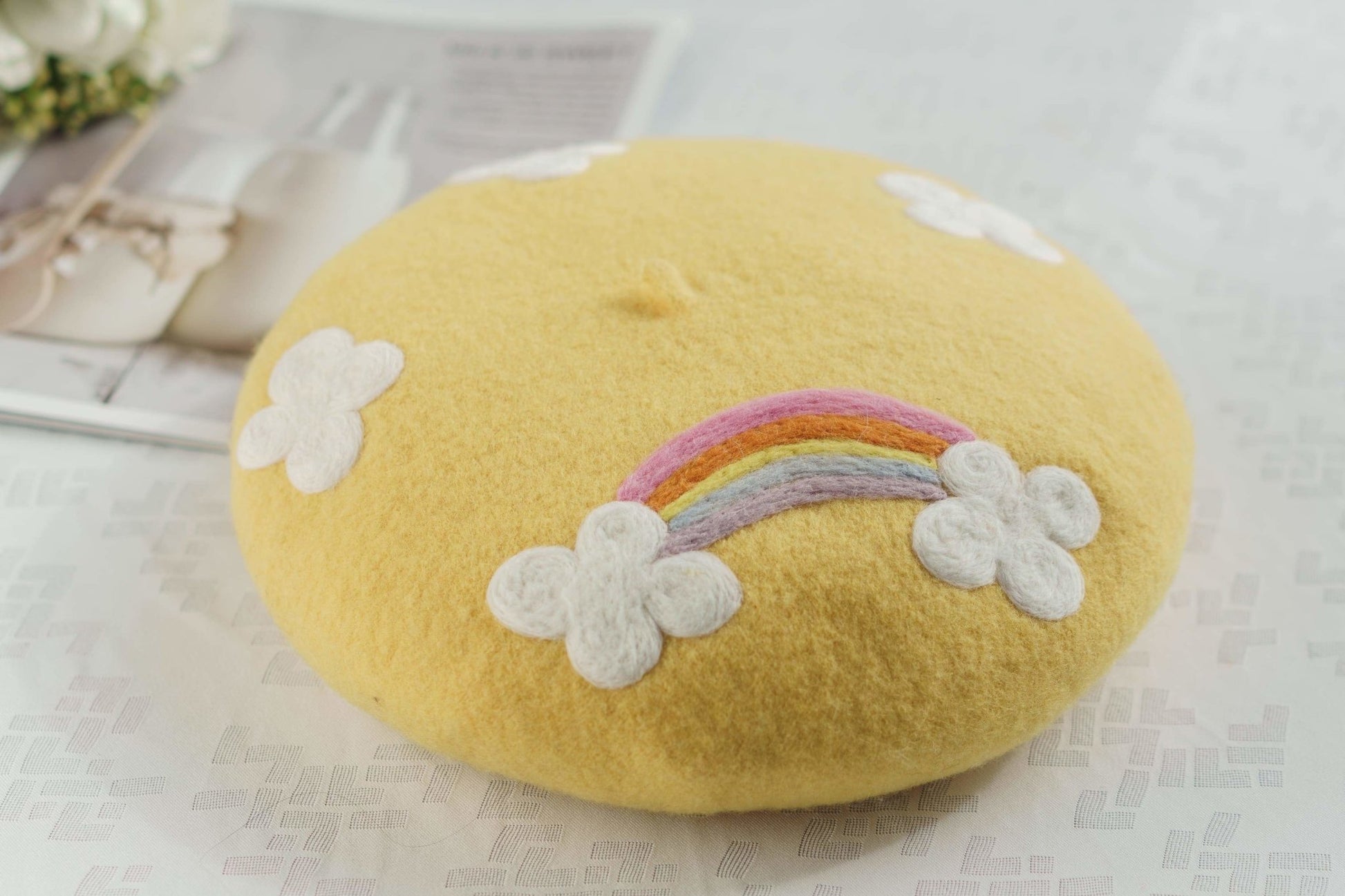 Rainbow beret for women and girls.