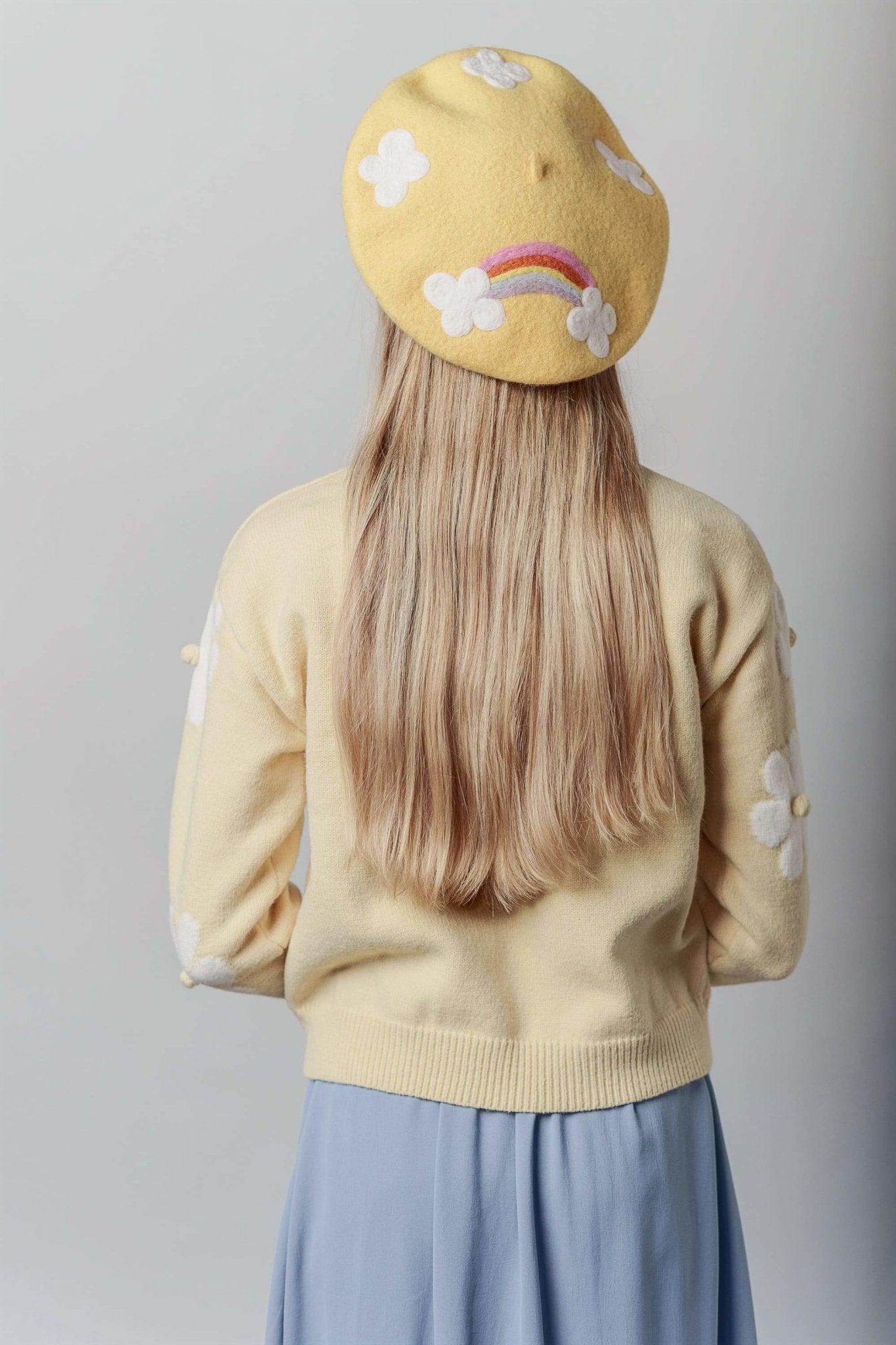 Rainbow beret for women and girls.
