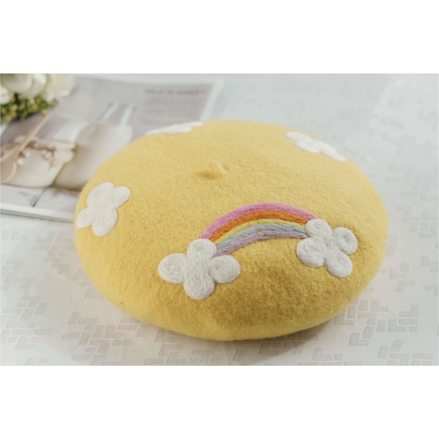 Rainbow beret for women and girls.