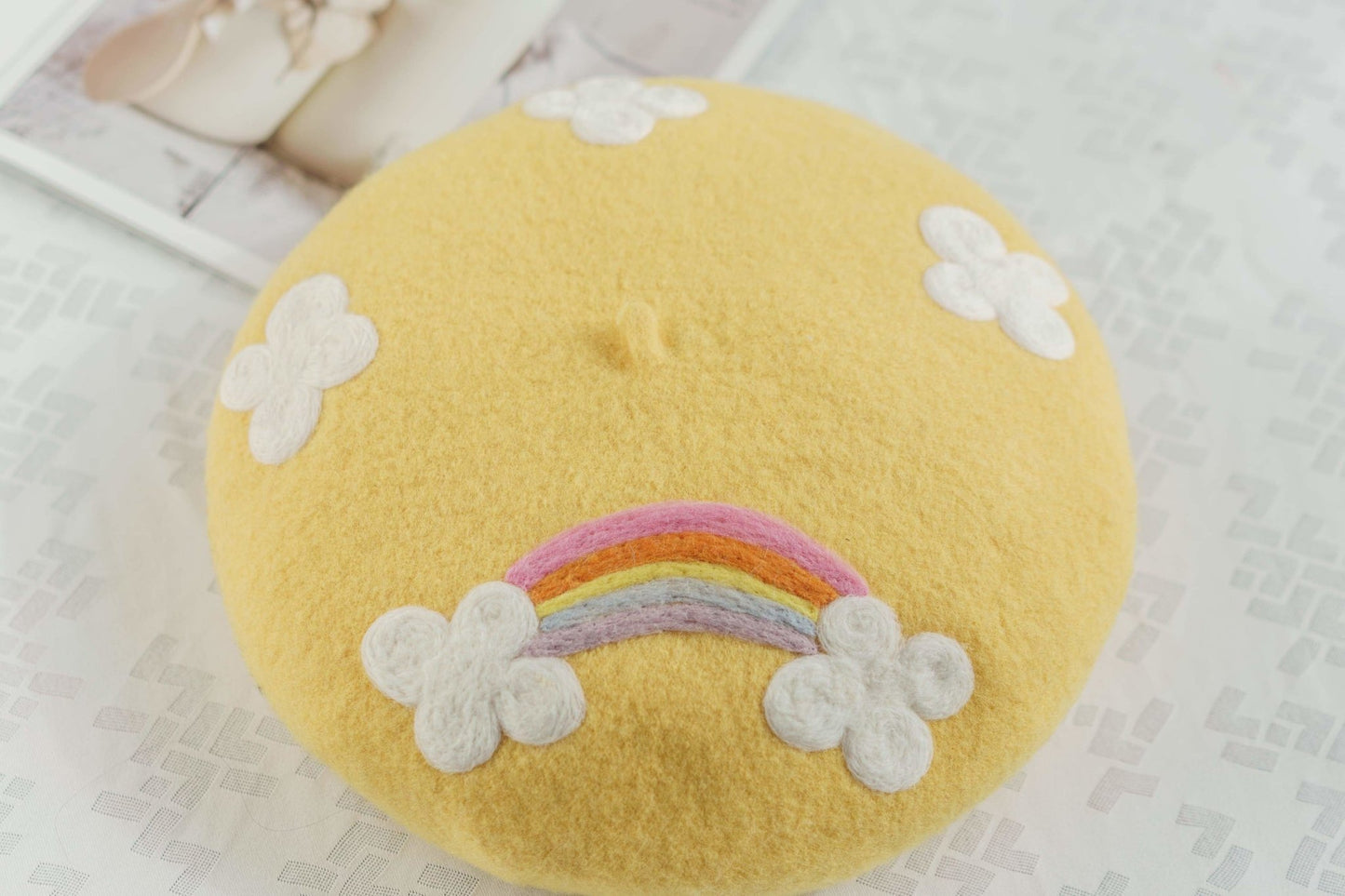 Rainbow beret for women and girls.