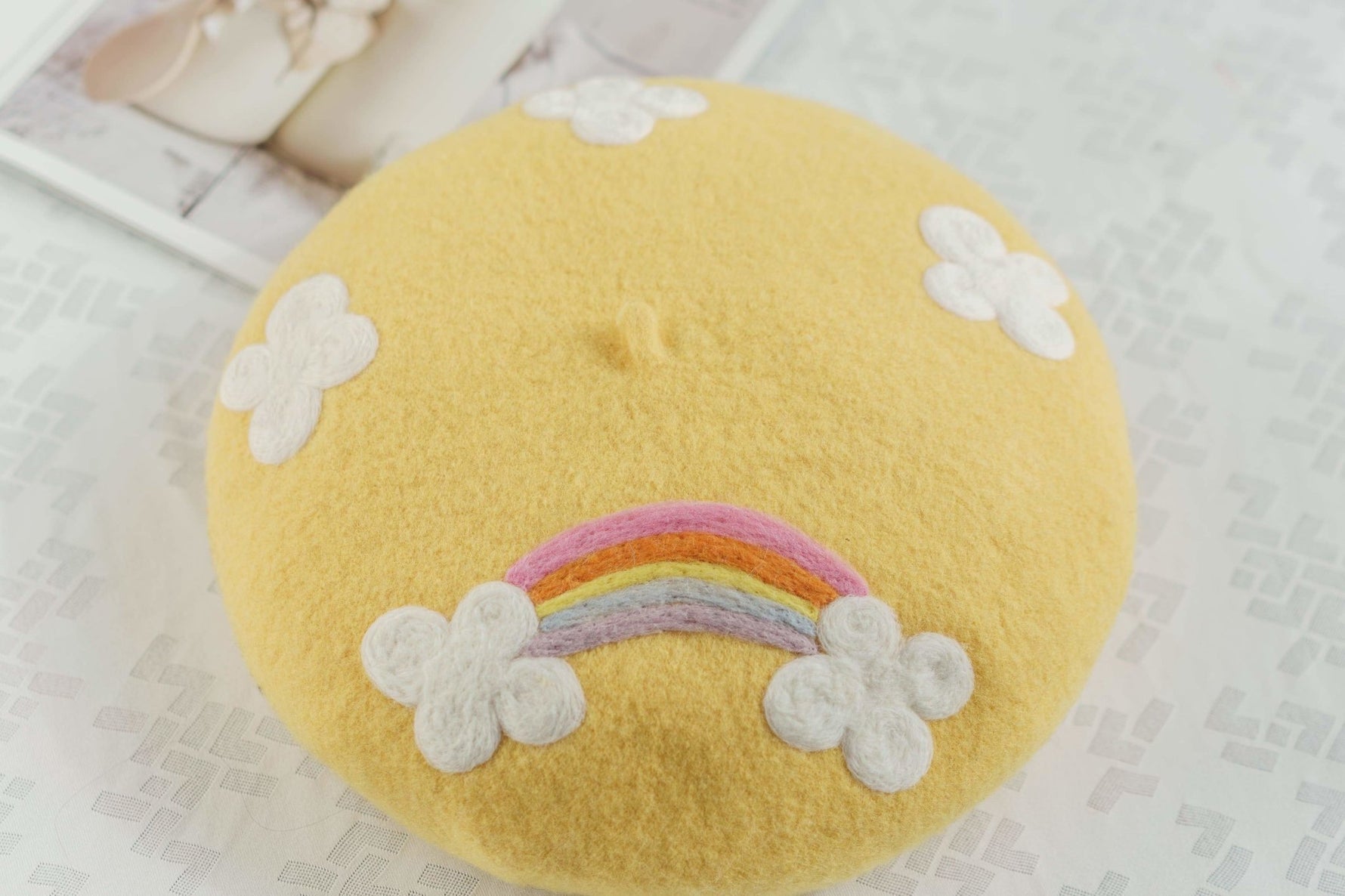 Rainbow beret for women and girls.