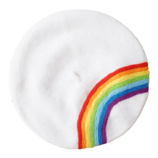 Rainbow Wool Beret for Women and Girls.