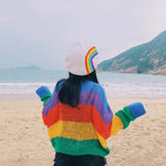 Rainbow Wool Beret for Women and Girls.