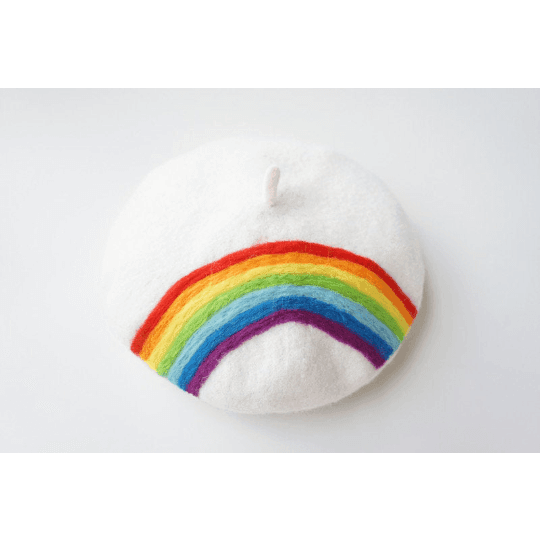 Rainbow Wool Beret for Women and Girls.