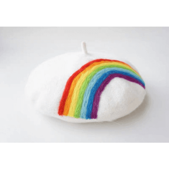 Rainbow Wool Beret for Women and Girls.
