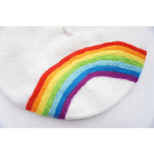 Rainbow Wool Beret for Women and Girls.