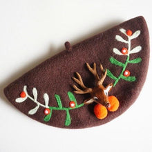 Load image into Gallery viewer, Reindeer Wool Berets Hat for Women and Kid.