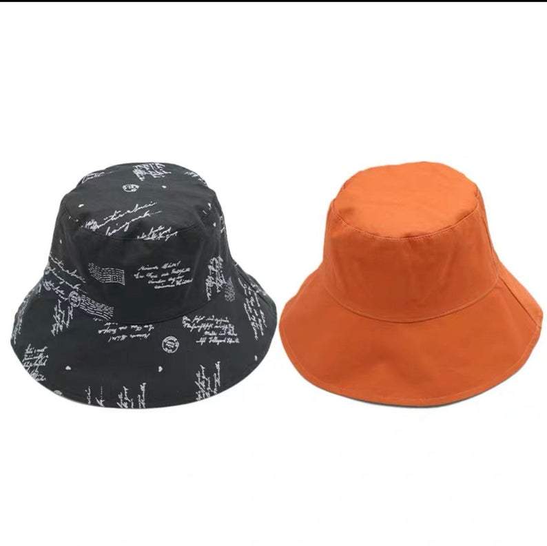 Letter Print Reversible Bucket Hat for Women and Girls.
