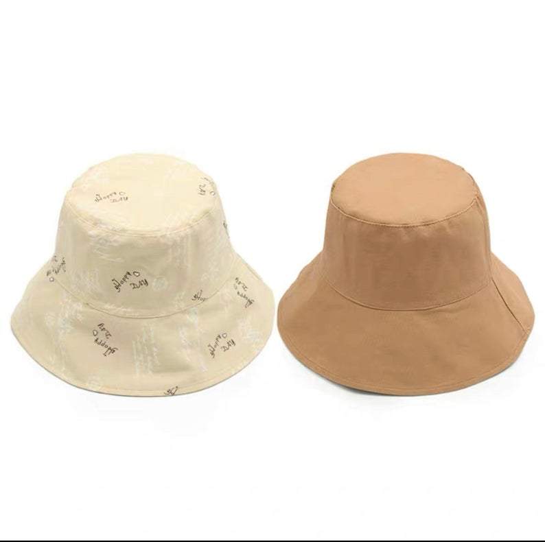 Letter Print Reversible Bucket Hat for Women and Girls.
