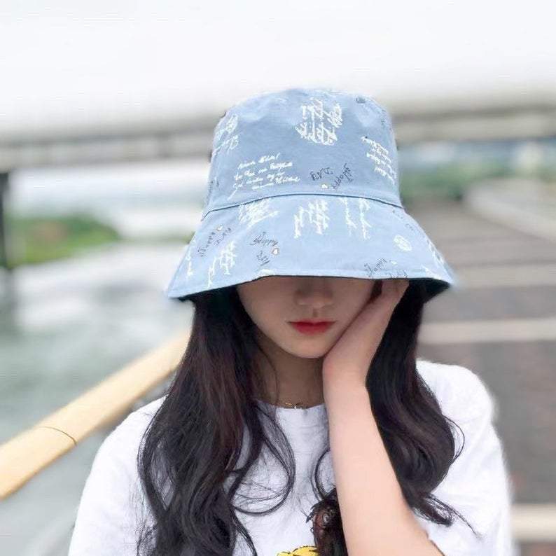 Letter Print Reversible Bucket Hat for Women and Girls.