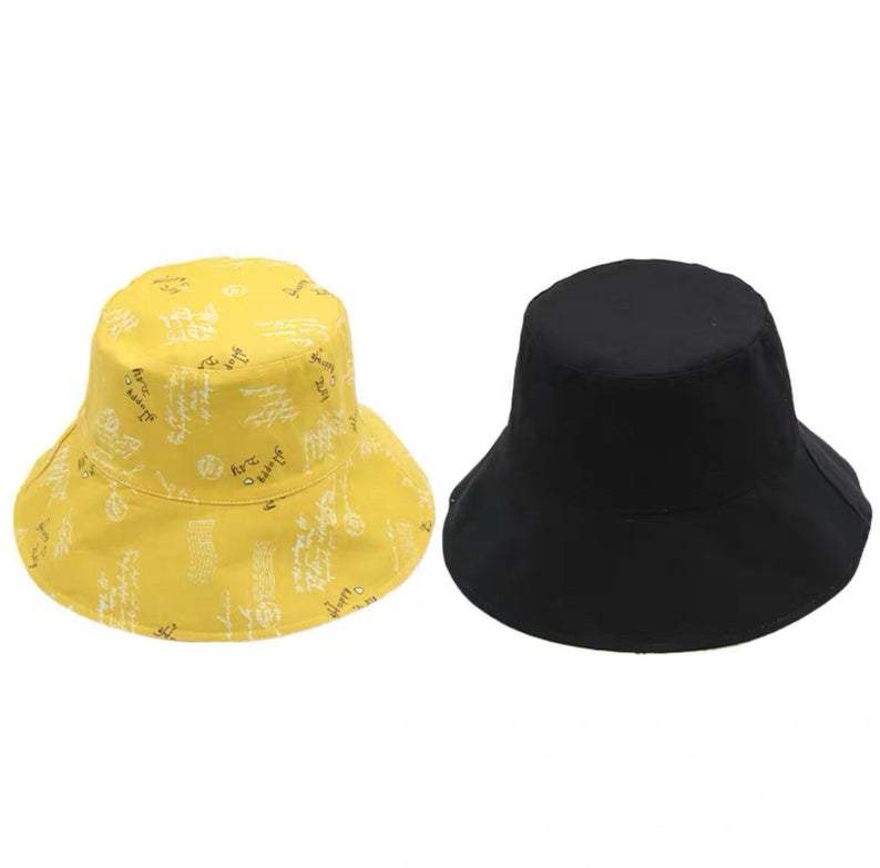 Letter Print Reversible Bucket Hat for Women and Girls.