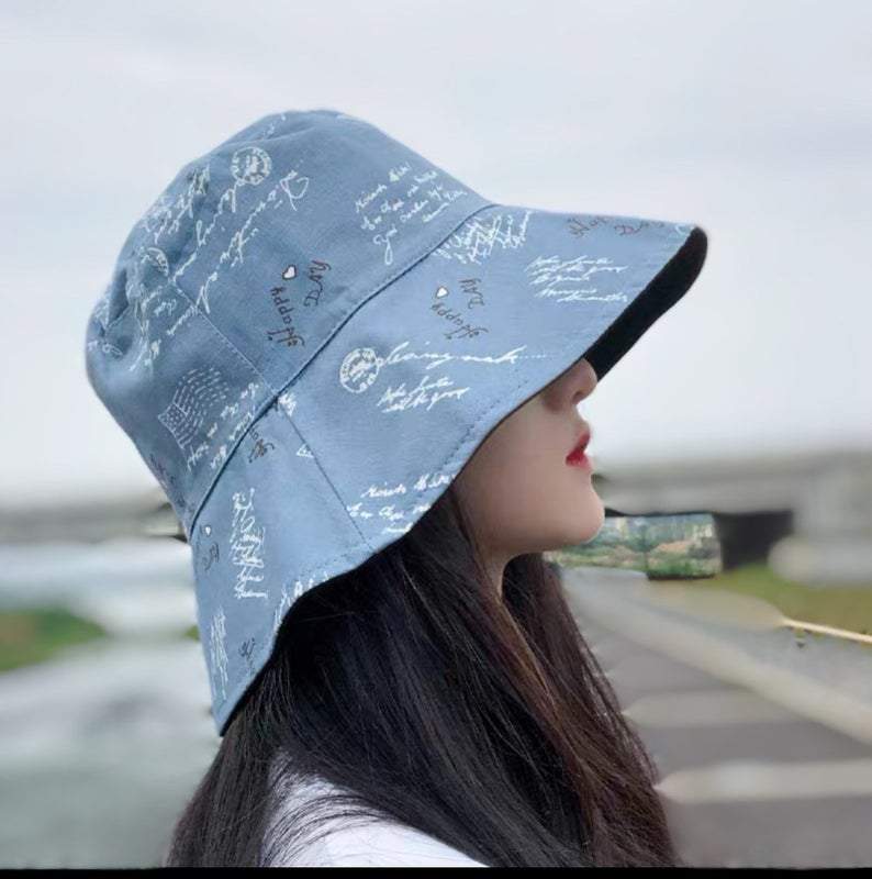 Letter Print Reversible Bucket Hat for Women and Girls.