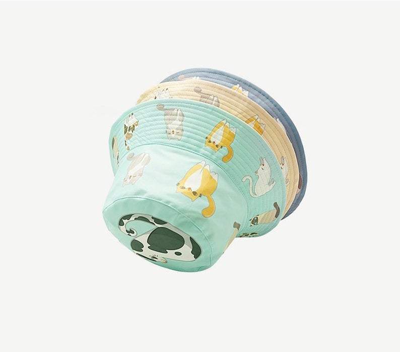 Reversible Cat Print Bucket Hat for Women and Girls.