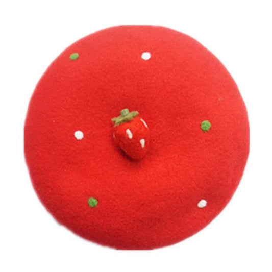 Strawberry Beret Hat for Women and Kids.