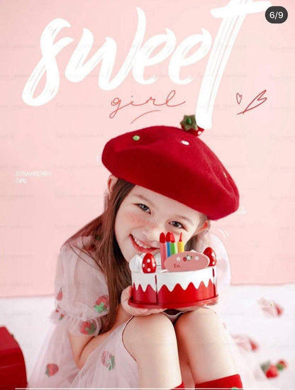 Strawberry Beret Hat for Women and Kids.
