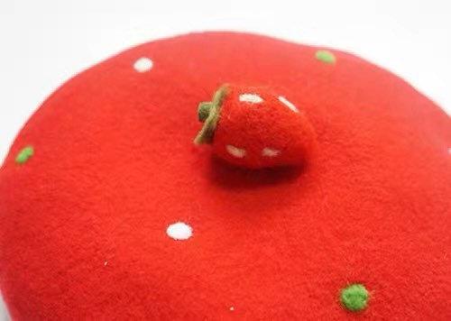 Strawberry Beret Hat for Women and Kids.