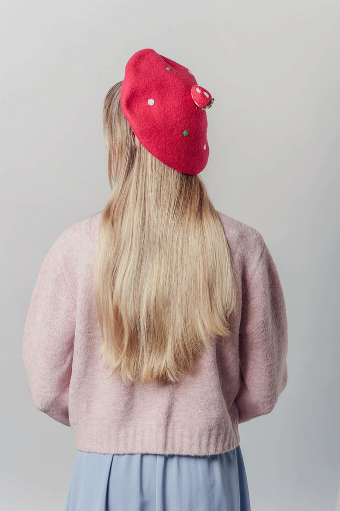 Strawberry Beret Hat for Women and Kids.